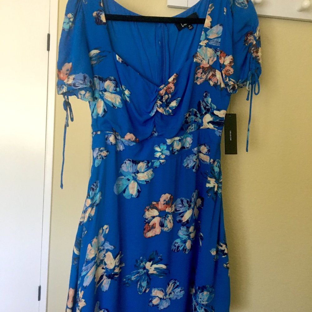 Blue Floral Print Dress